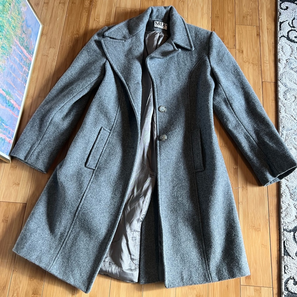Light Gray Wool Blend Fitted Winter Coat